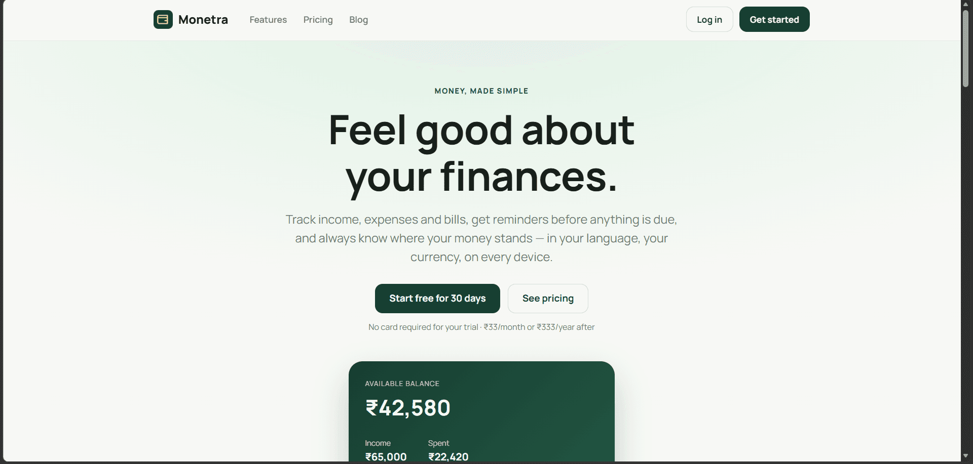 Monetra interface, view 2