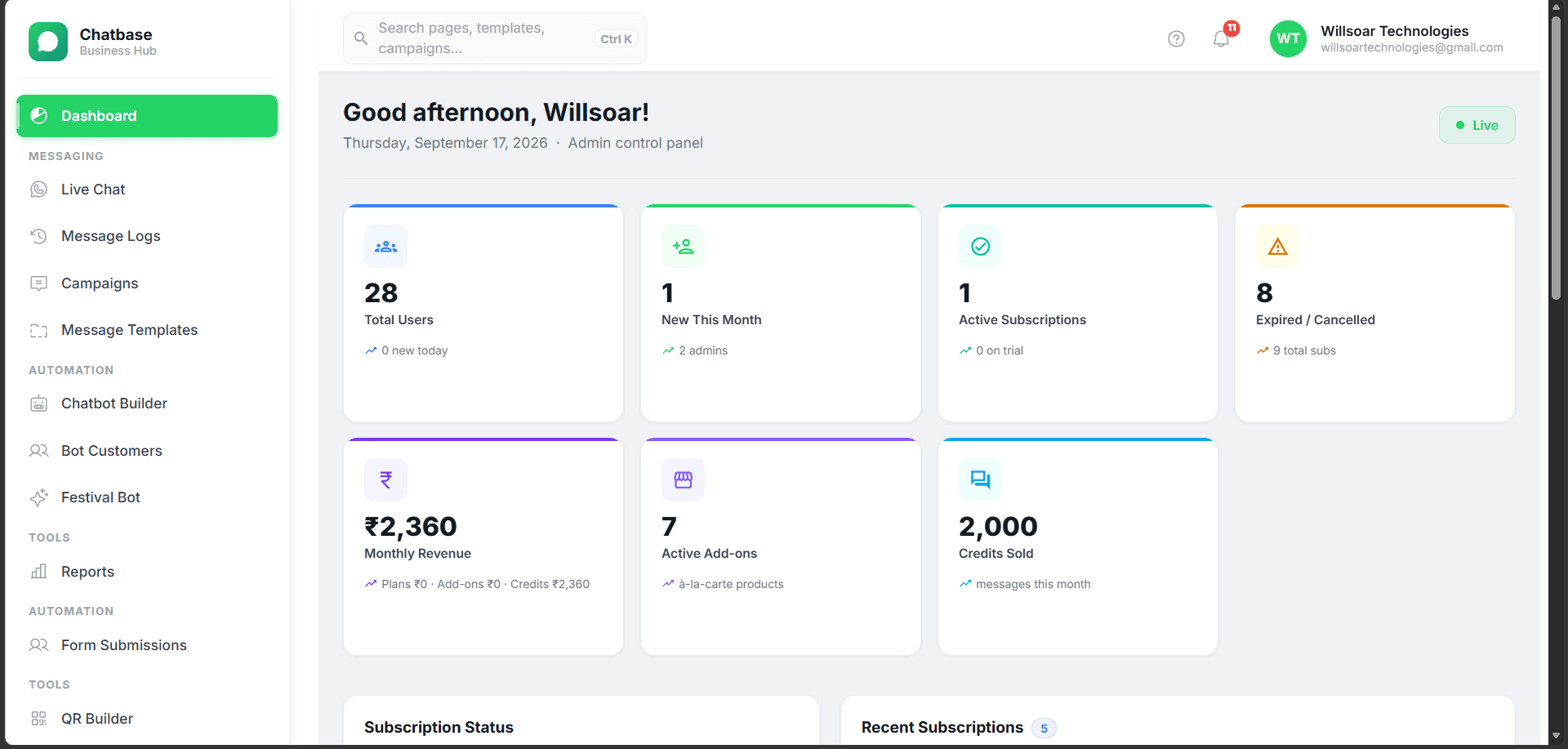Chatbase interface, view 2