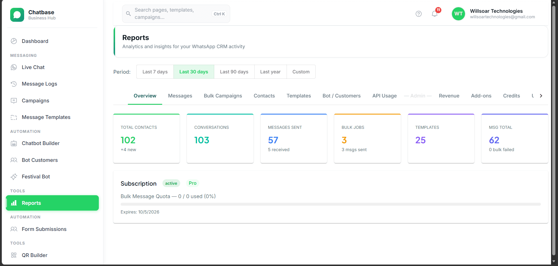 Chatbase interface, view 6