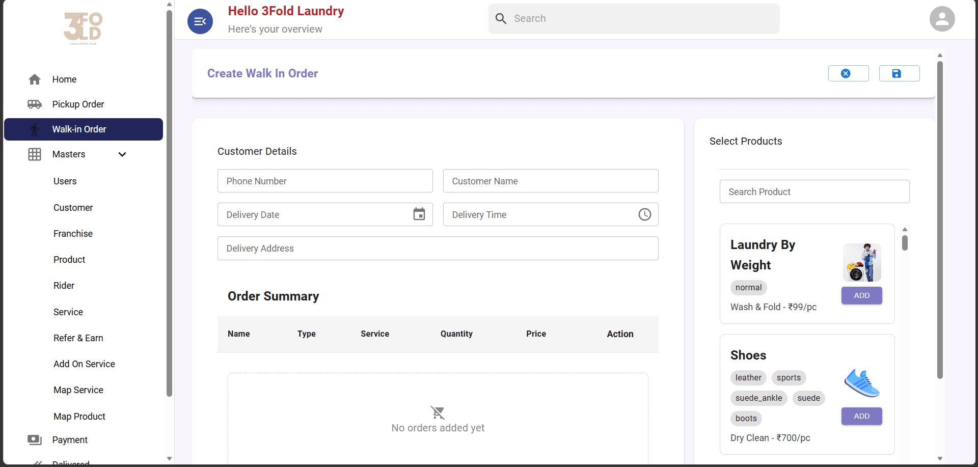 3Fold Laundry interface, view 3