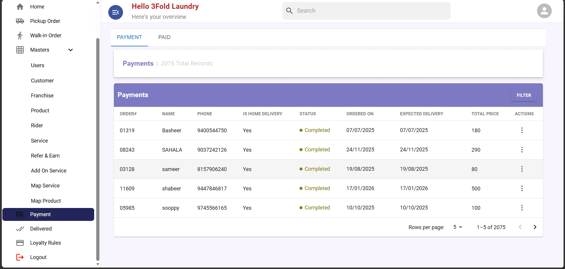 3Fold Laundry interface, view 4